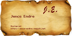 Jencs Endre névjegykártya